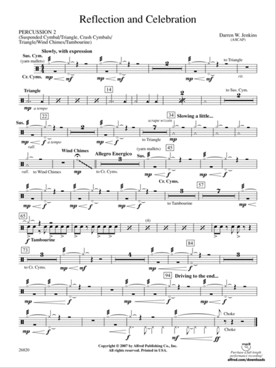 Reflection and Celebration: 2nd Percussion Concert Band scores gallery preview page 1