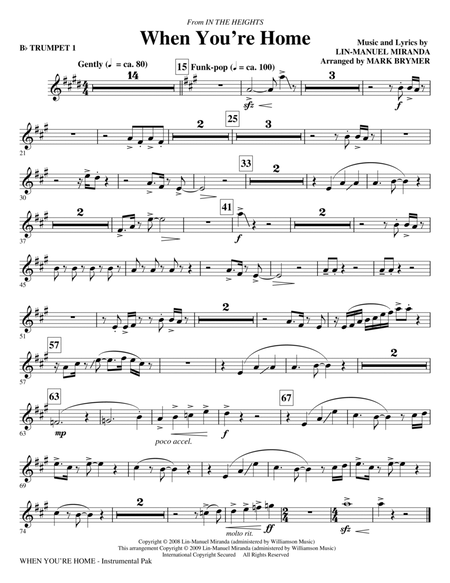 When You're Home (from In The Heights) (arr. Mark Brymer) - Bb Trumpet 1