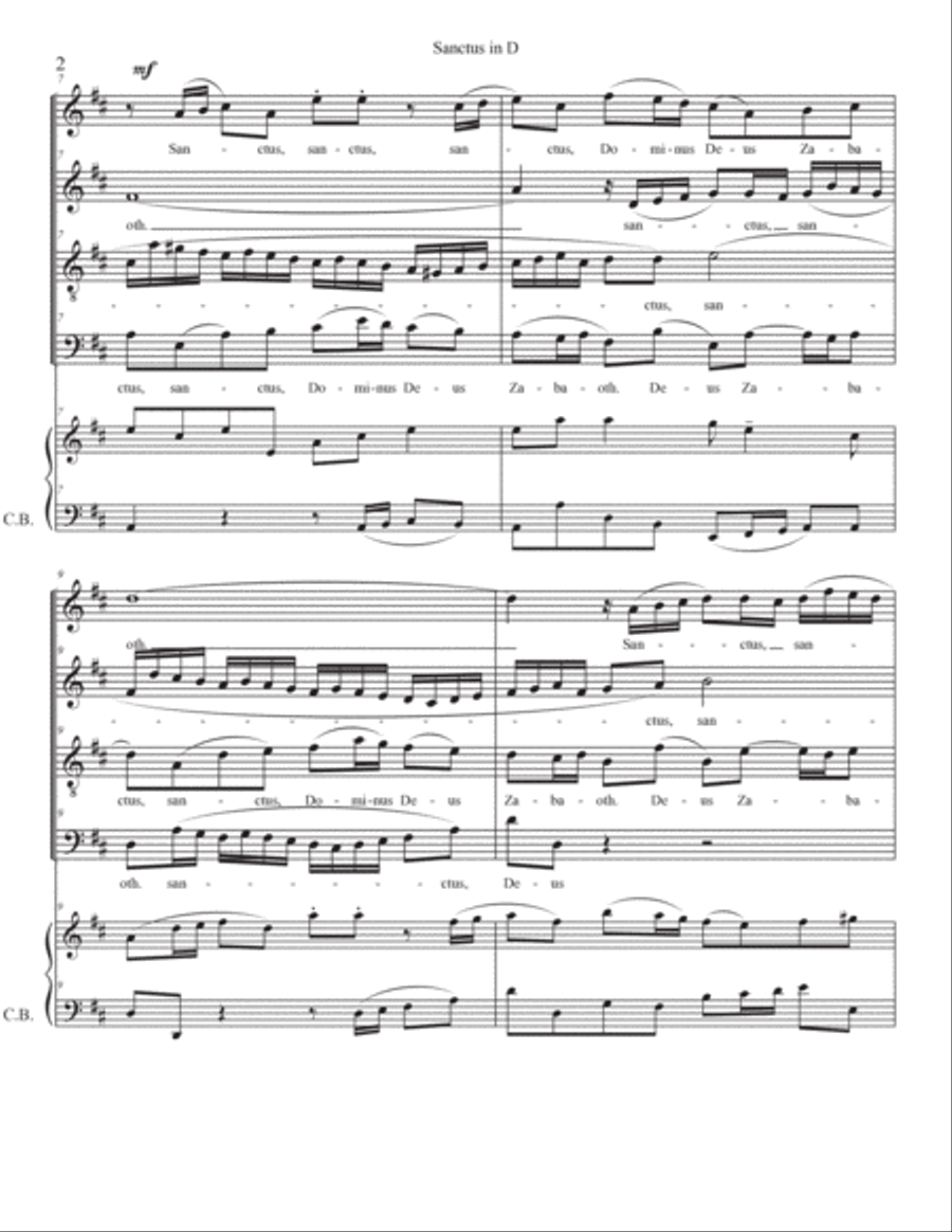 Sanctus in D Major 4-Part scores gallery preview page 2