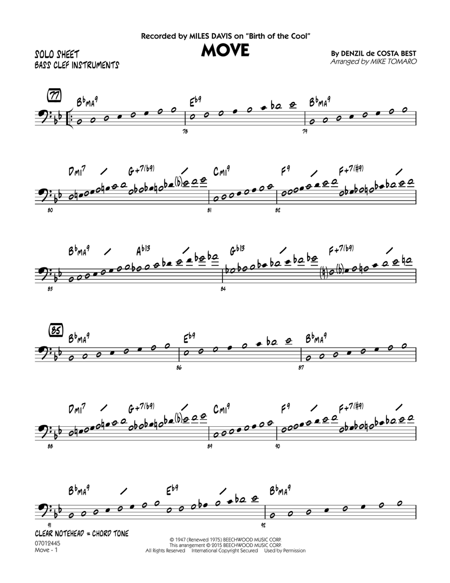 Move - Bass Clef Solo Sheet