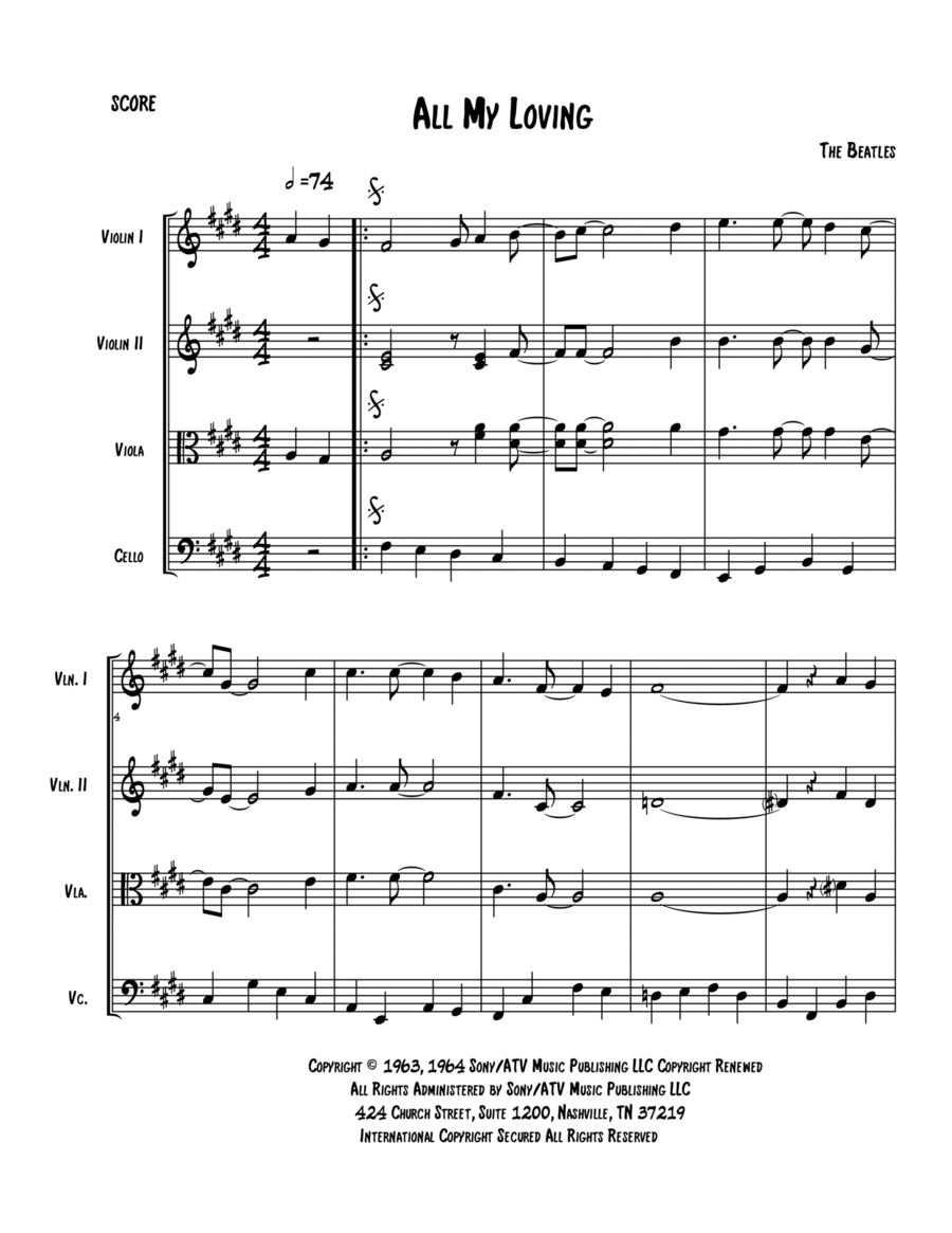 All My Loving All My Loving String Quartet scores gallery preview page 1