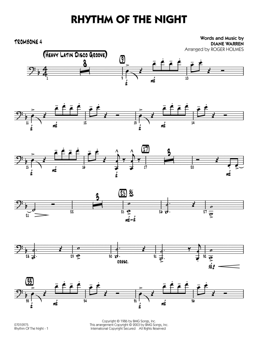 Rhythm of the Night (arr. Roger Holmes) - Trombone 4