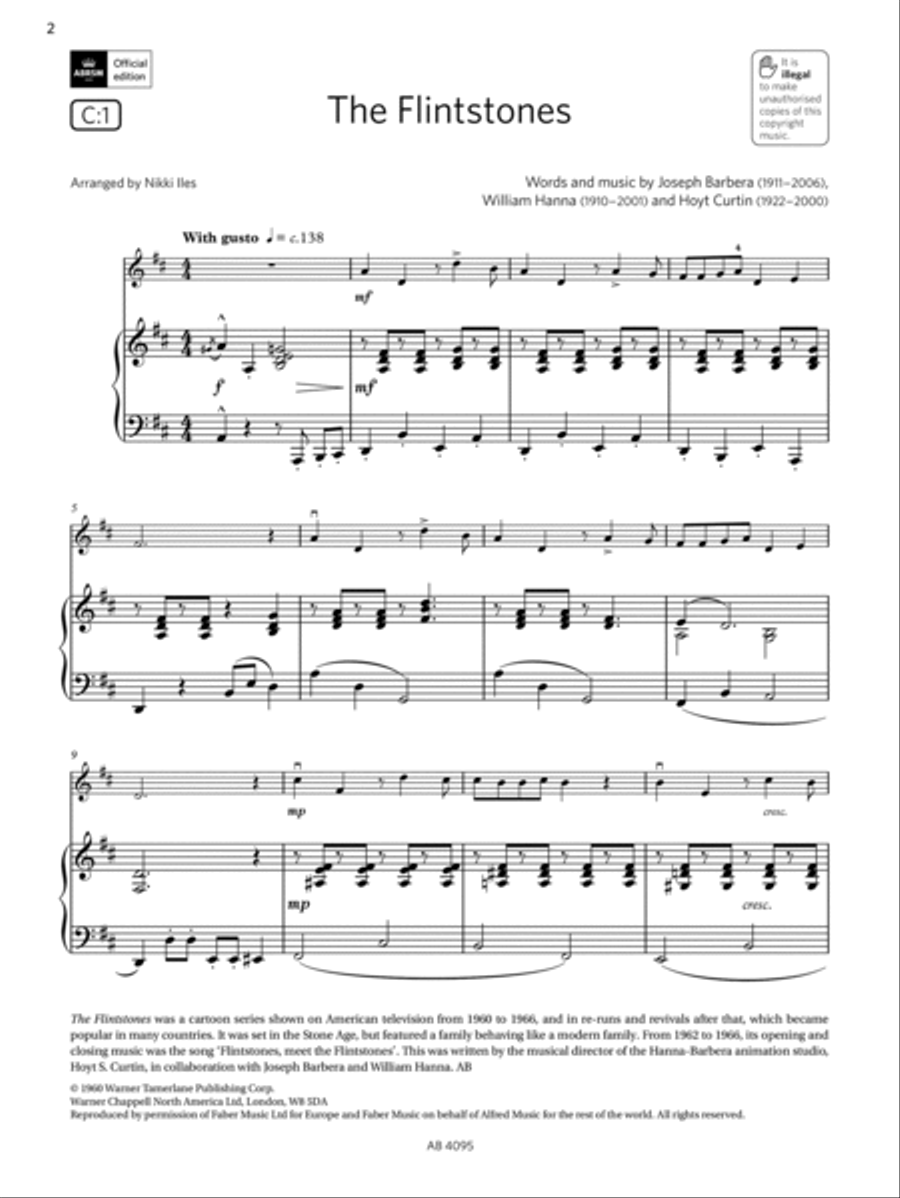 The Flintstones (Grade 1, C1, from the ABRSM Violin Syllabus from 2024) Violin Solo scores gallery preview page 2