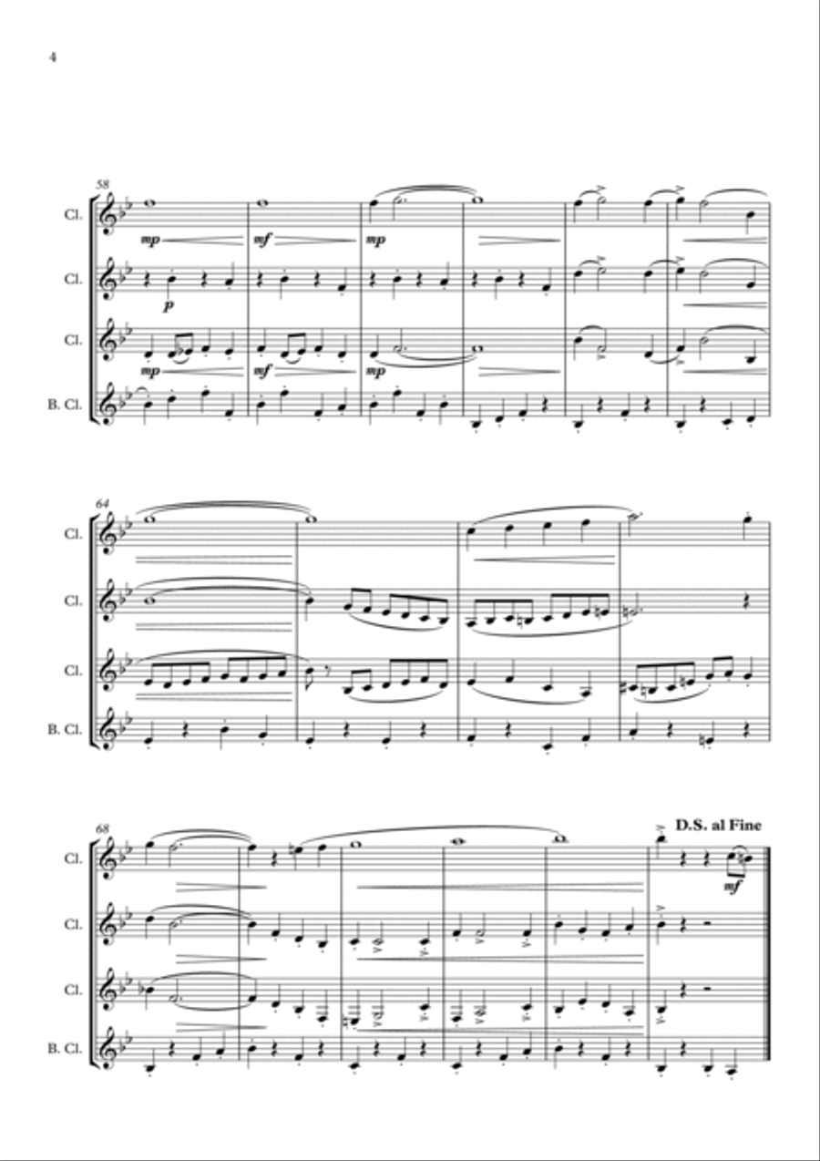 Rosamunde Polka for Clarinet Quartet Clarinet Quartet scores gallery preview page 4