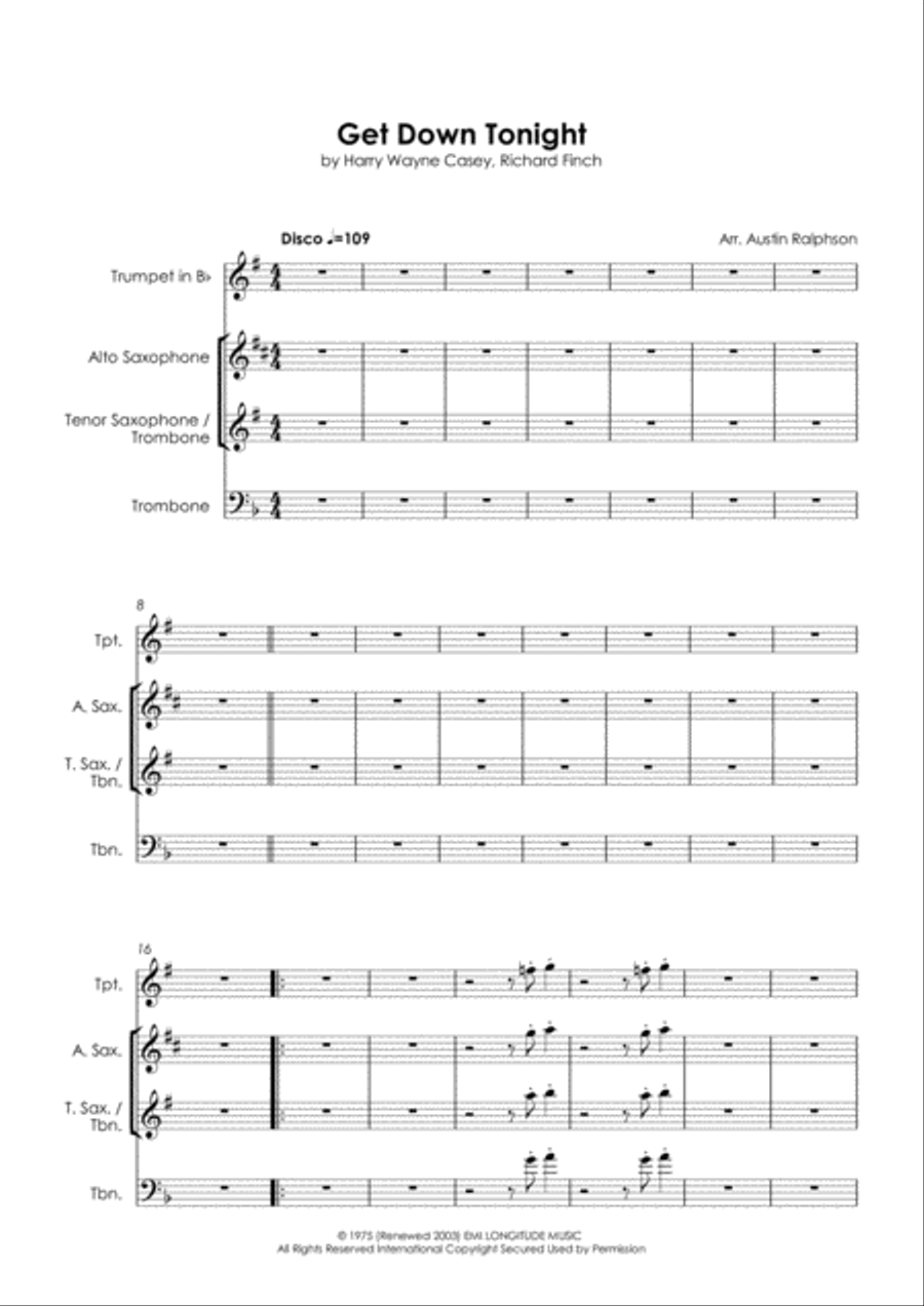 Get Down Tonight Tenor Saxophone scores gallery preview page 3