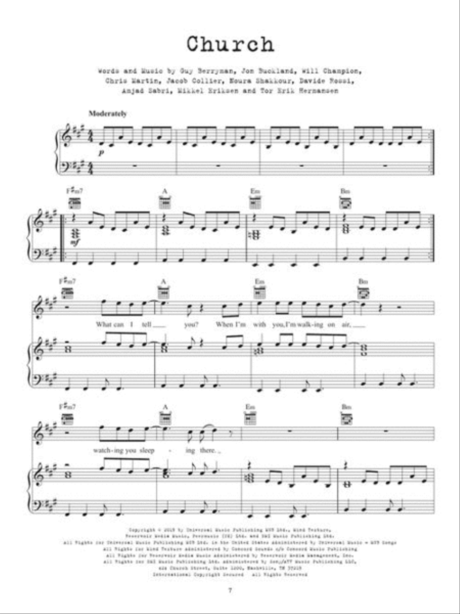 Coldplay - Everyday Life Piano, Vocal, Guitar scores gallery preview page 6