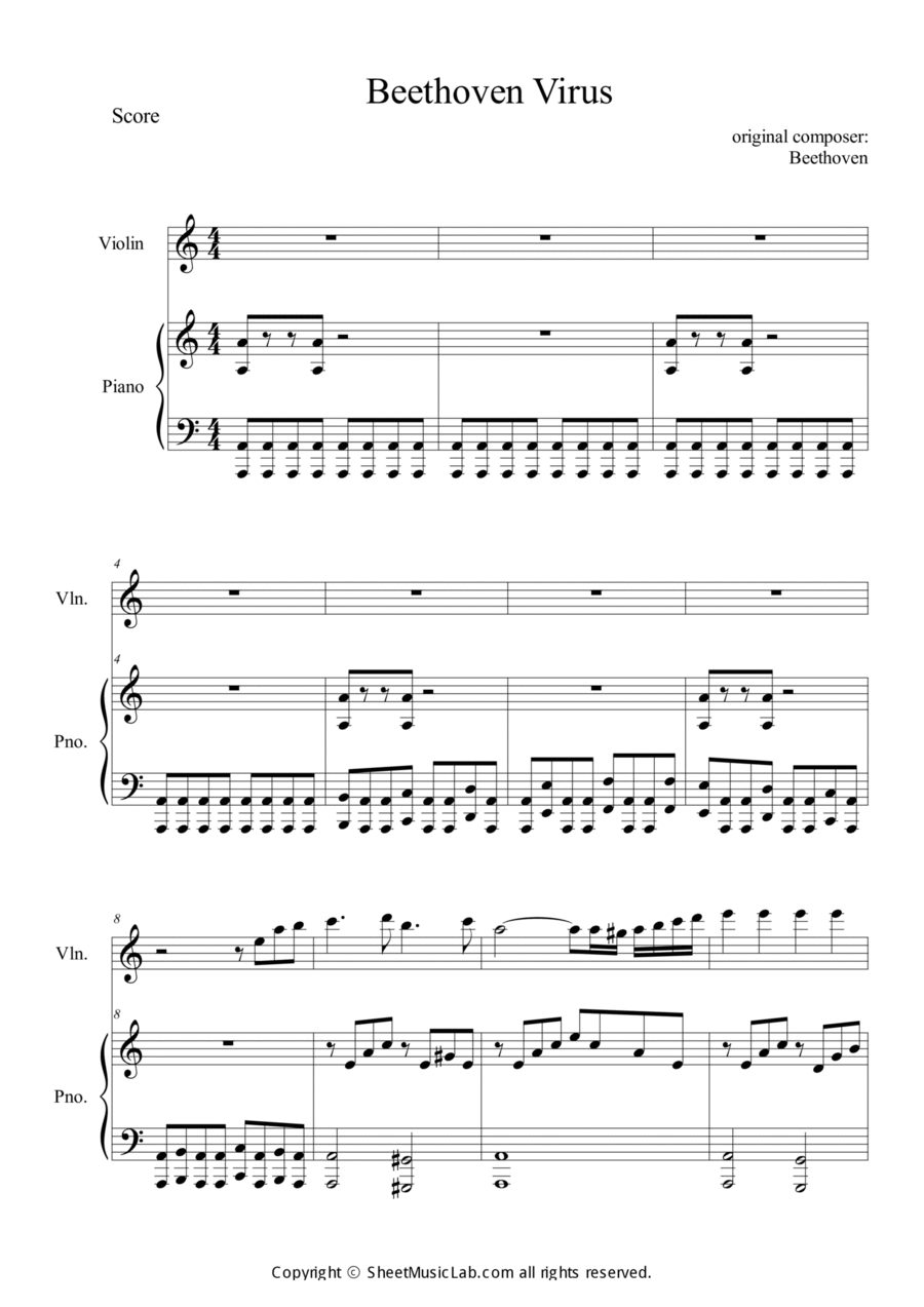 Beethoven Virus Violin Solo scores gallery preview page 1