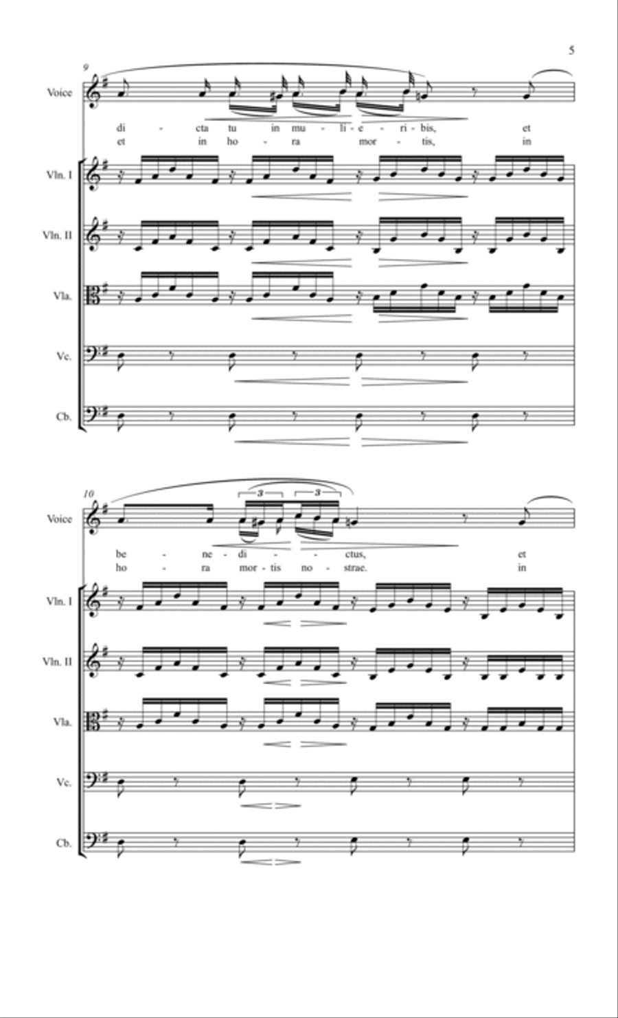 Ave Maria (Schubert) Key of G, for Voice with String Orchestra or String Quartet Accompaniment String Quartet scores gallery preview page 5