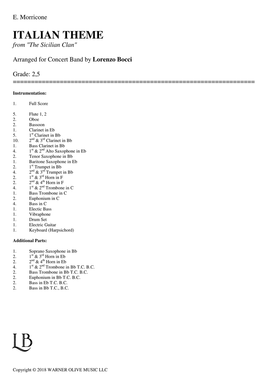Italian Theme Concert Band scores gallery preview page 2