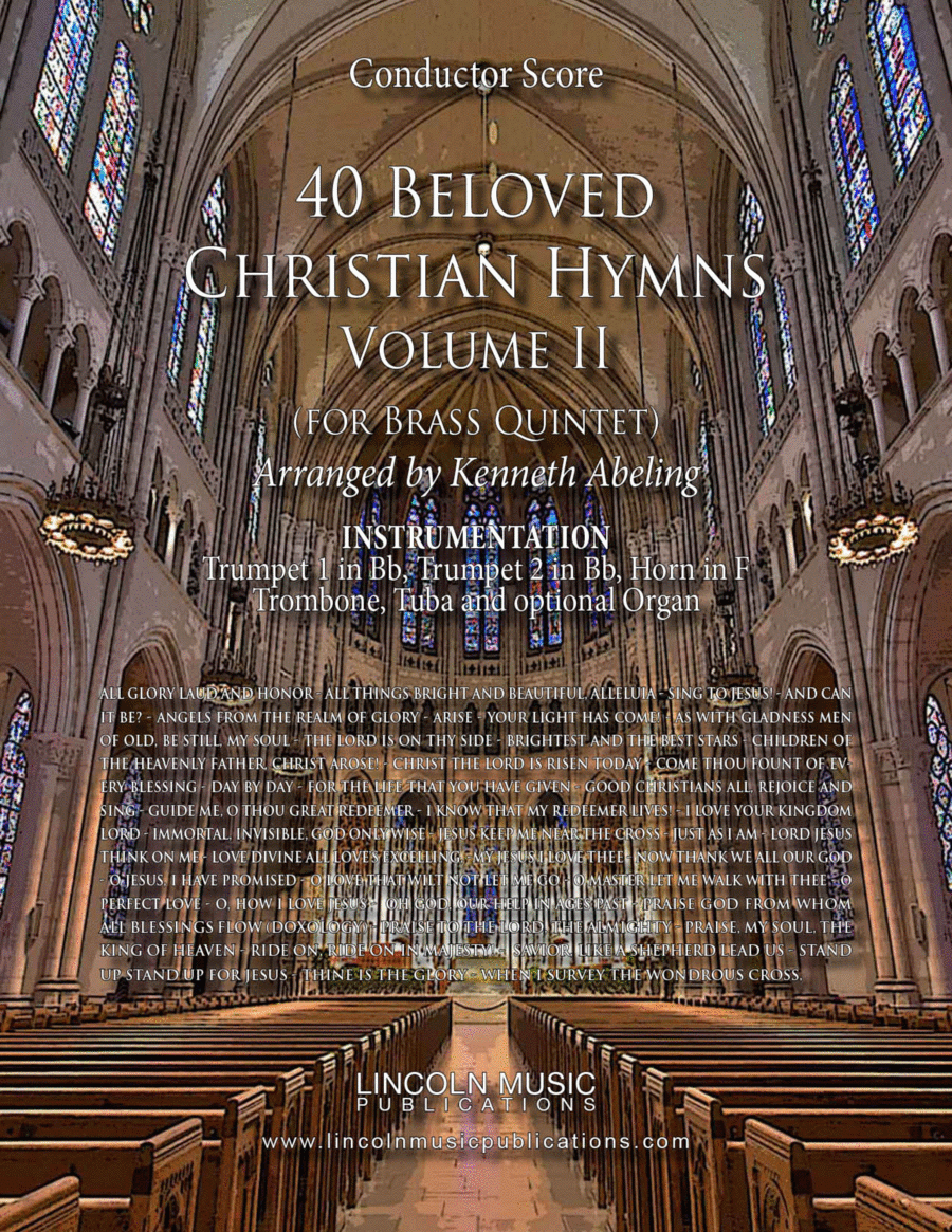40 Beloved Christian Hymns Volume II (for Brass Quintet and optional Organ) Horn scores gallery preview page 1