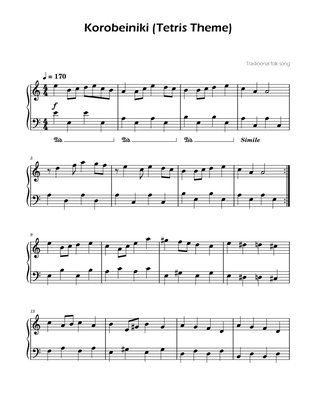 Korobeiniki - Tetris Theme - easy piano