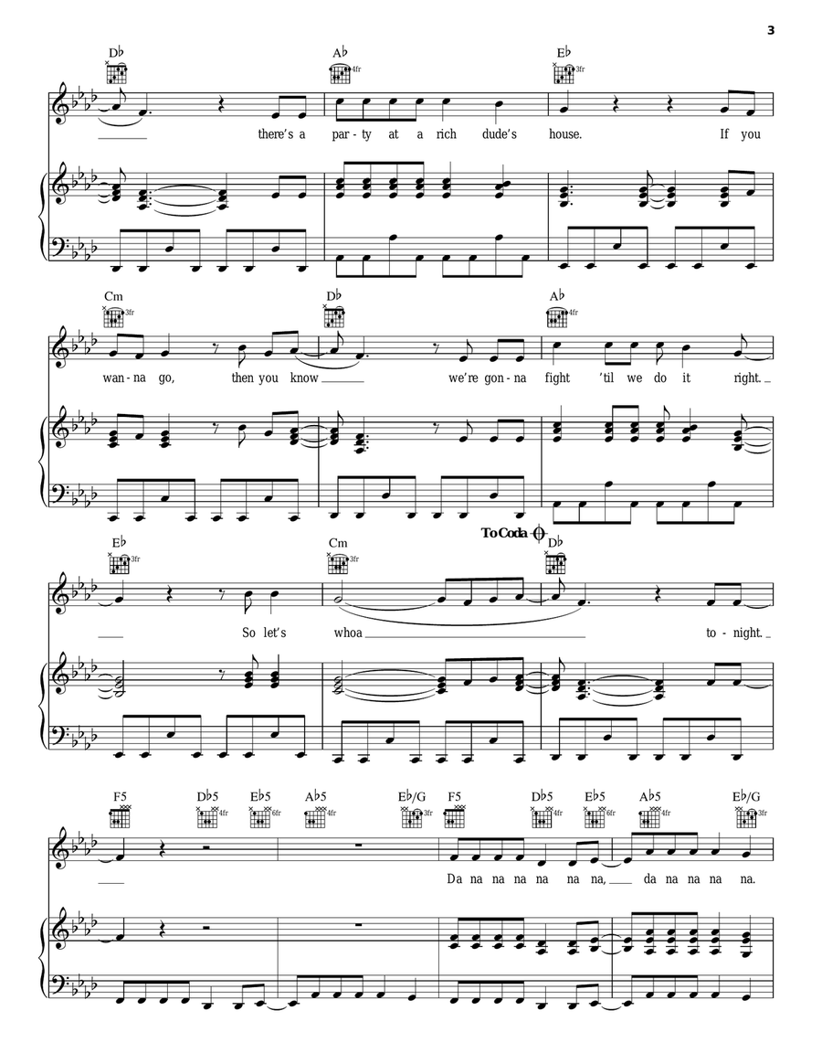 Party At A Rich Dude's House Piano, Vocal, Guitar scores gallery preview page 3