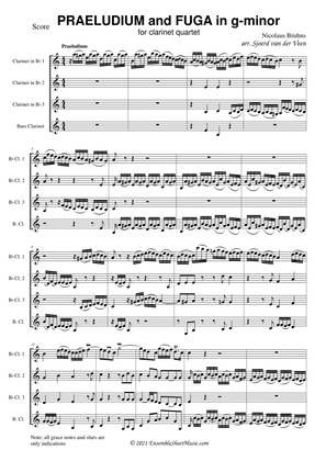 Book cover for Nicolaus Bruhns | Praeludium and Fuga in g minor for clarinet quartet
