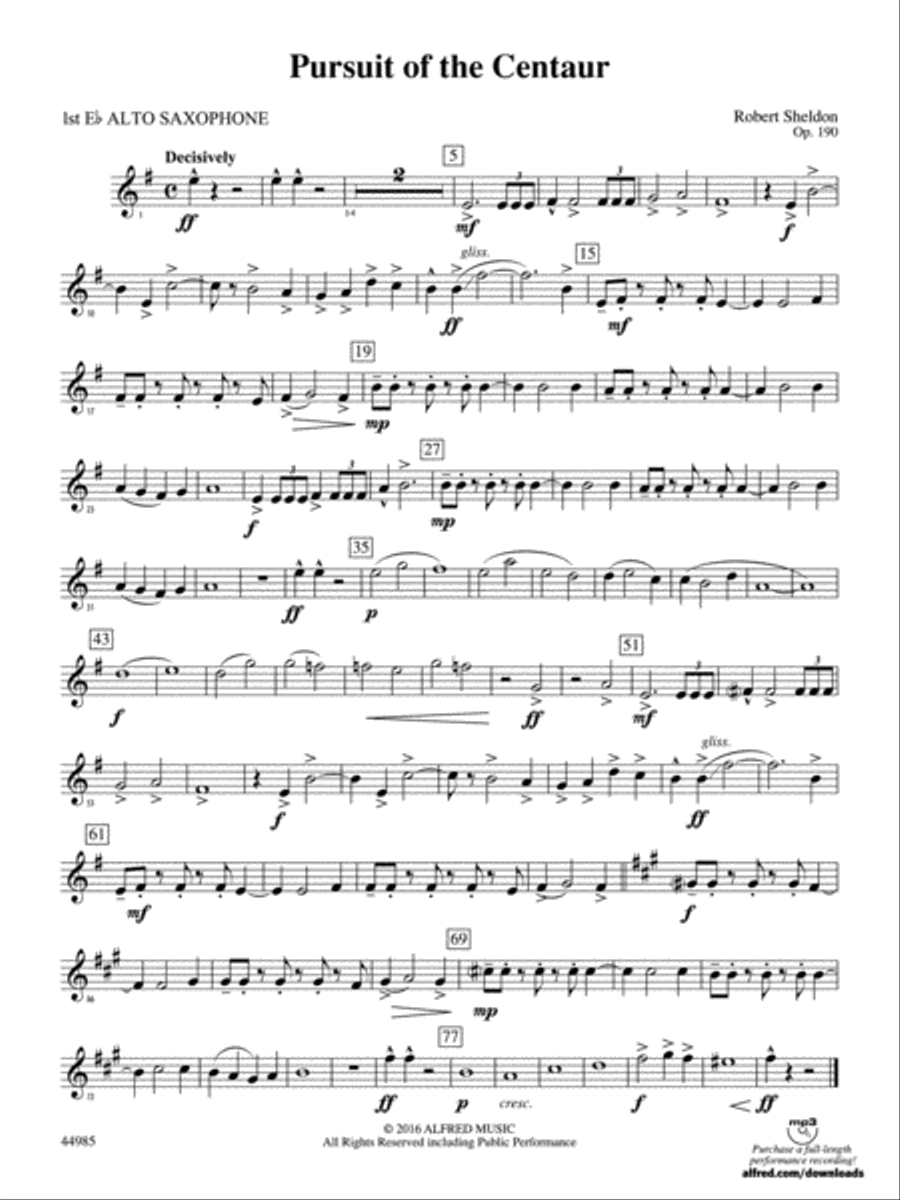 Pursuit of the Centaur: E-flat Alto Saxophone Concert Band scores gallery preview page 1