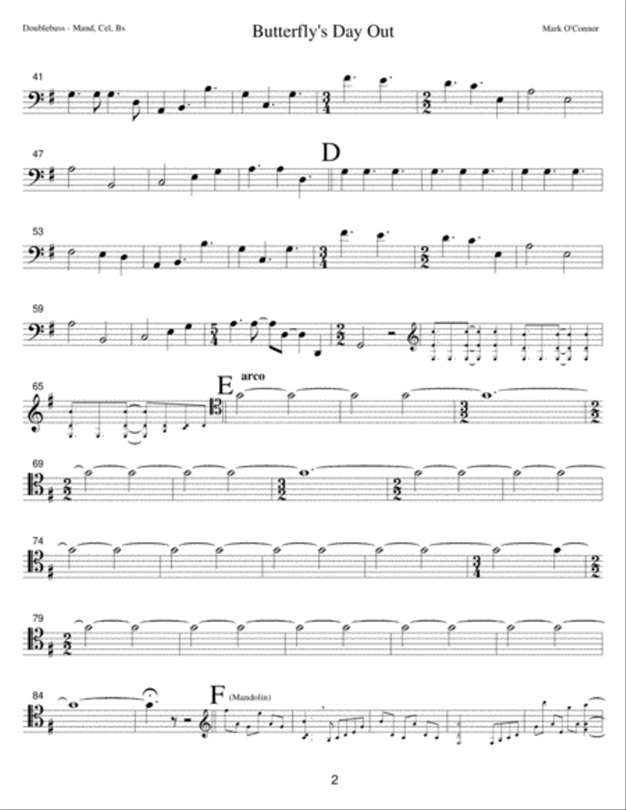 Butterfly's Day Out (double bass part - mandolin/misc. instr., cel, bs) String Trio scores gallery preview page 5