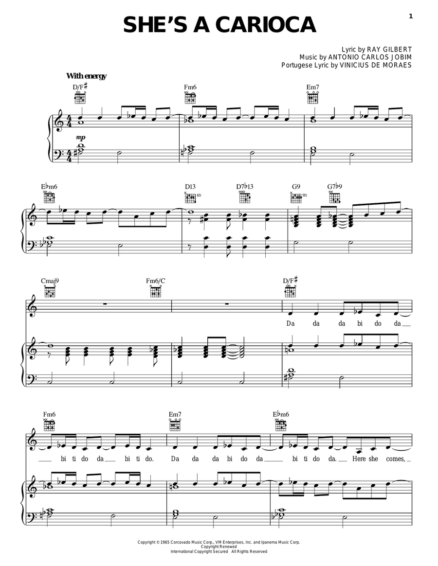 She's A Carioca Piano, Vocal, Guitar scores gallery preview page 1