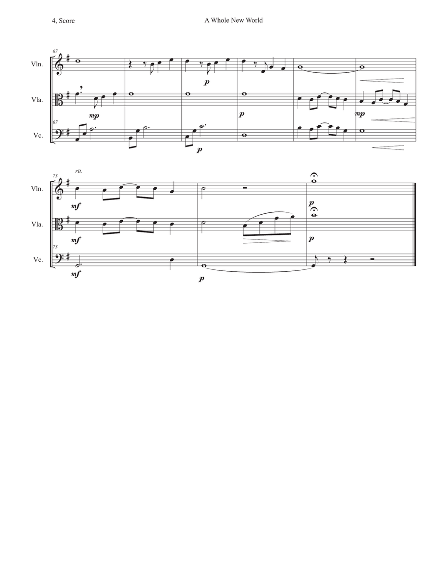 A Whole New World (from 'Aladdin') A Whole New World (from 'Aladdin') String Trio scores gallery preview page 4