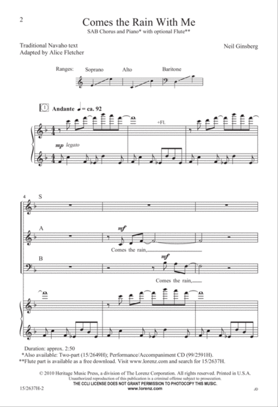 Comes the Rain With Me 3-Part scores gallery preview page 3