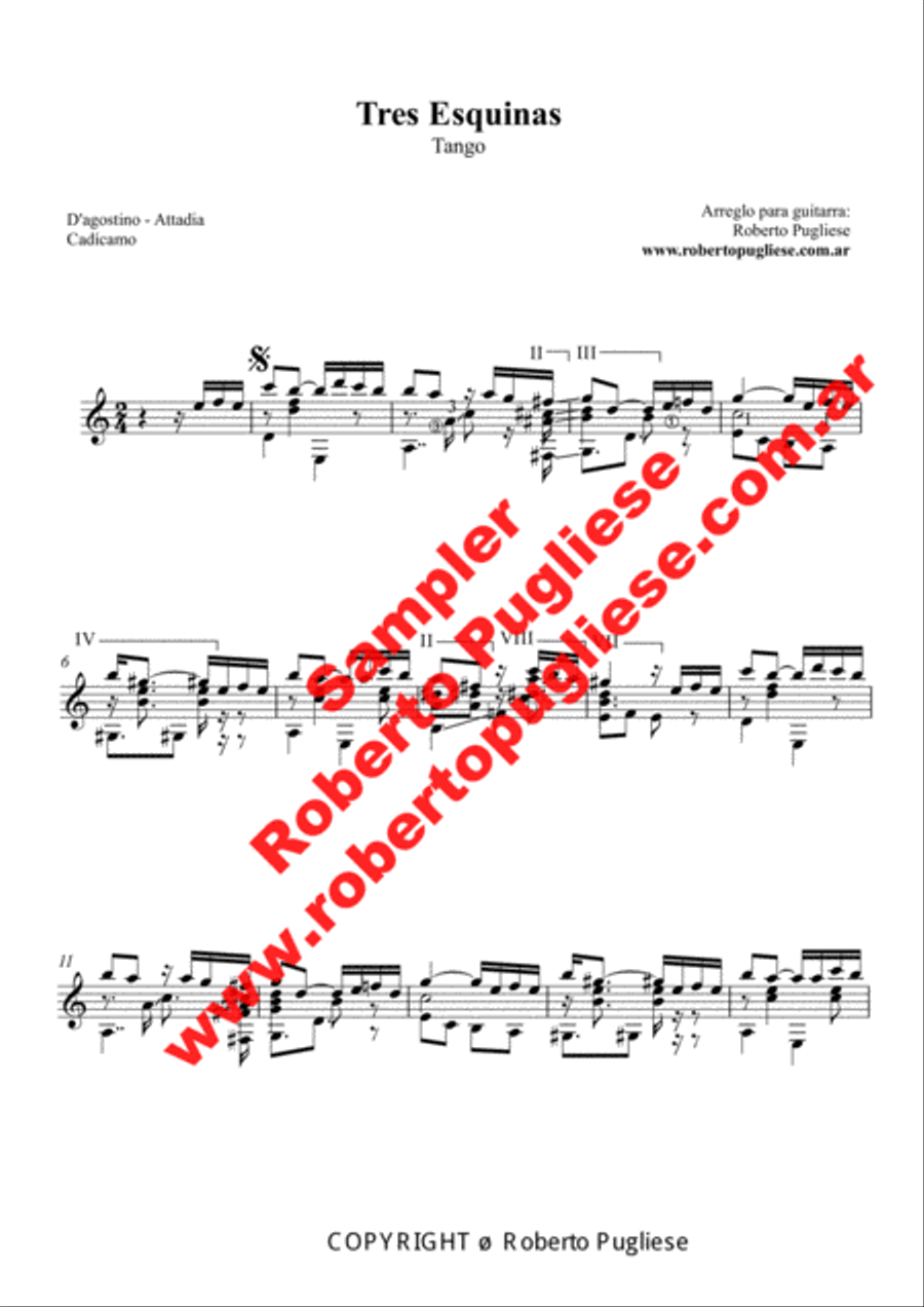 Tres esquinas - Vals (D´Agostino- Cadiamo) Classical Guitar scores gallery preview page 3