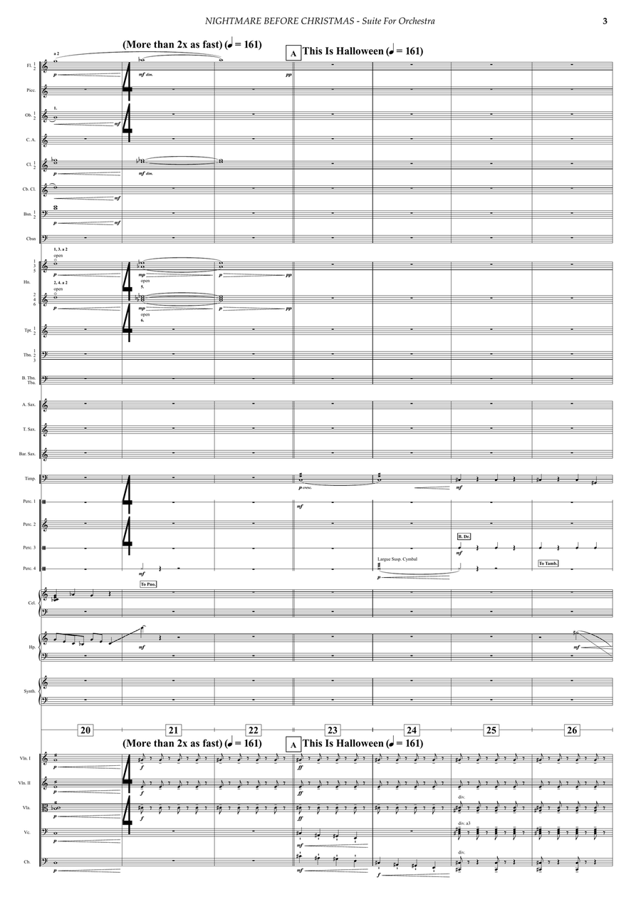 Medley: Overture with This Is Halloween, What's This?, Making Christmas, and Poor Jack Full Orchestra scores gallery preview page 6