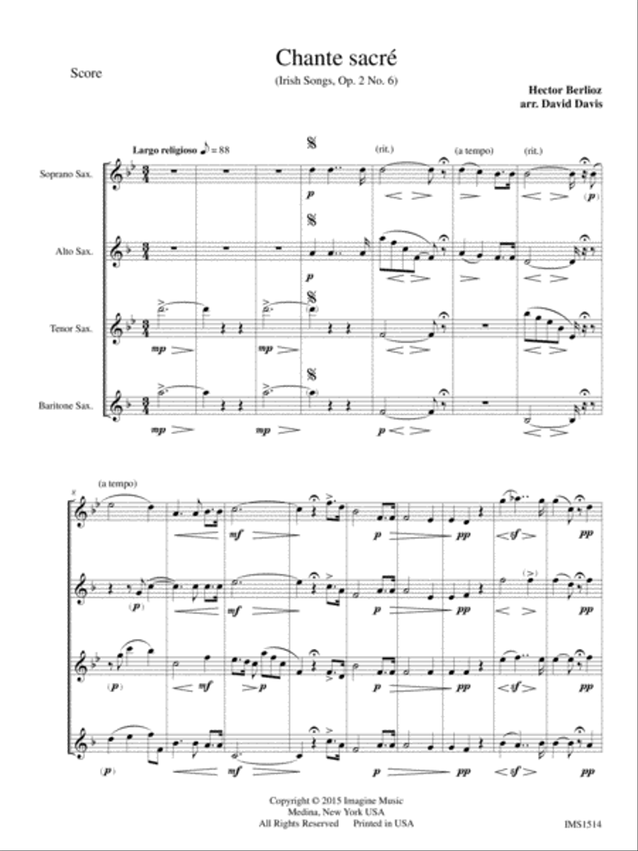 Chant Sacre Saxophone Quartet scores gallery preview page 3