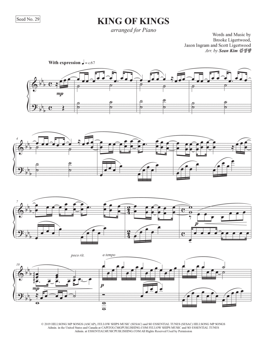 King Of Kings Piano Solo scores gallery preview page 1