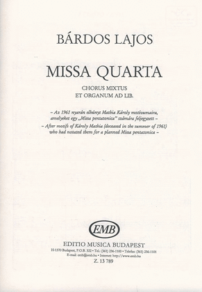 Book cover for Missa Quarta Für Gem. Chor Und Orgel