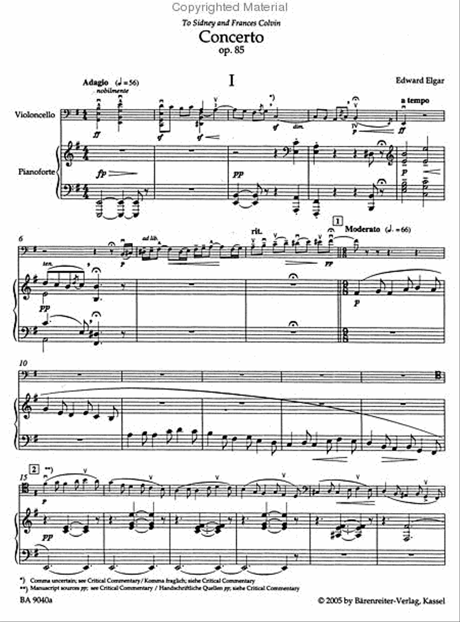 Concerto for Violoncello and Orchestra in E minor, op. 85