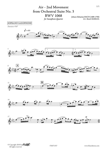 Air - 2nd Movement from Orchestral Suite No. 3 BWV 1068 image number null