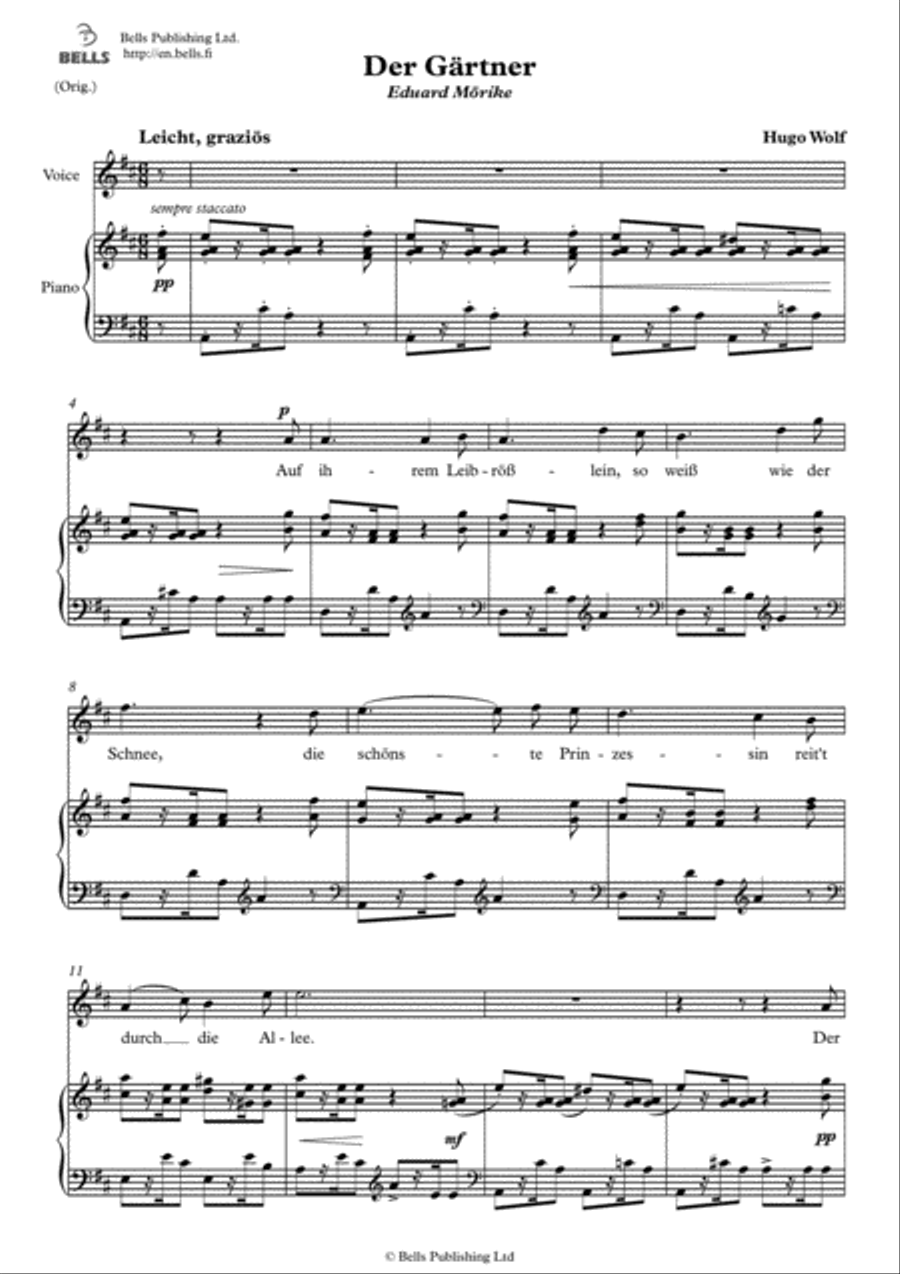 Der Gartner (Original key. D Major) Voice Solo scores gallery preview page 1
