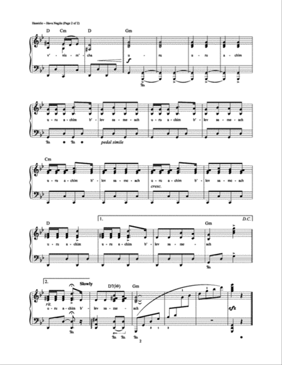 Hava Nagila Hava Nagila Piano, Vocal, Guitar scores gallery preview page 2