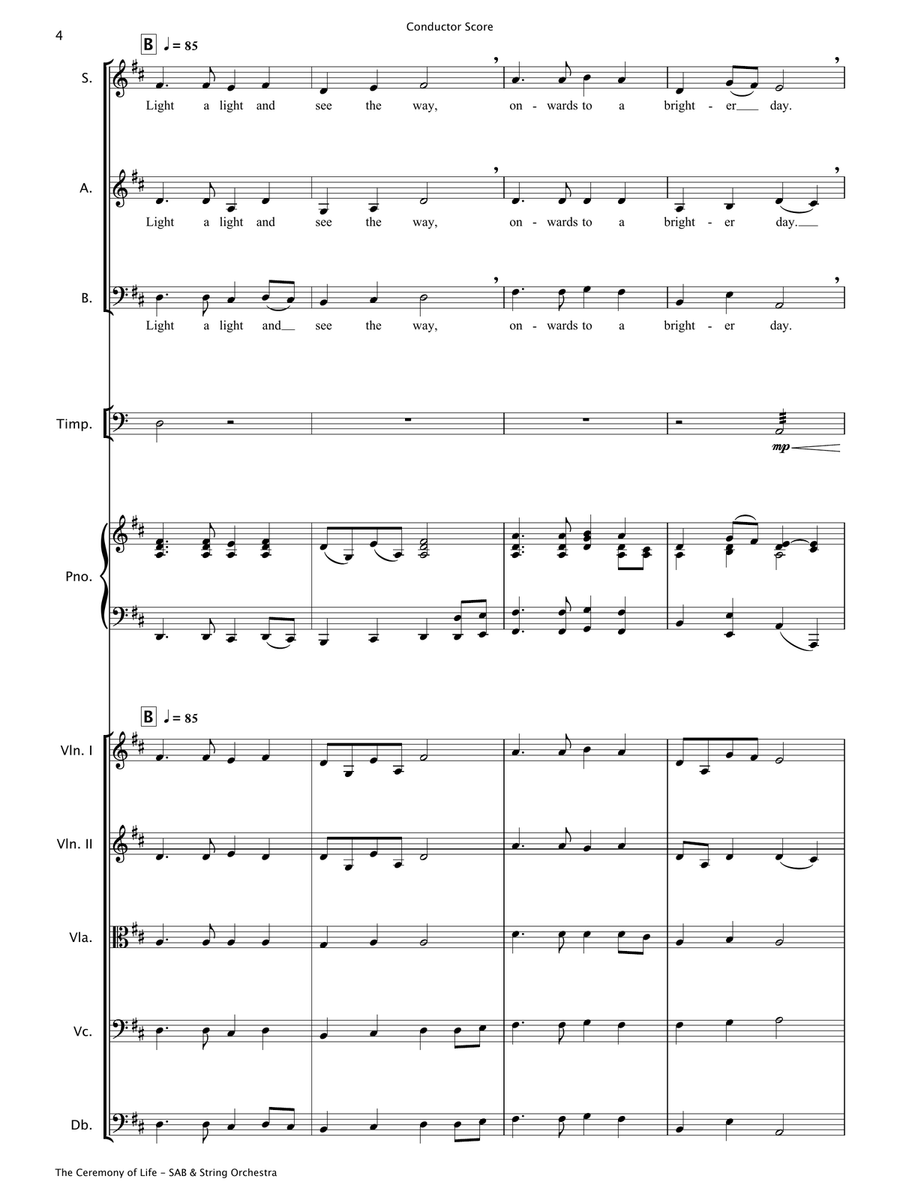 The Ceremony of Life [SAB Choir & String Orchestra] 3-Part scores gallery preview page 6