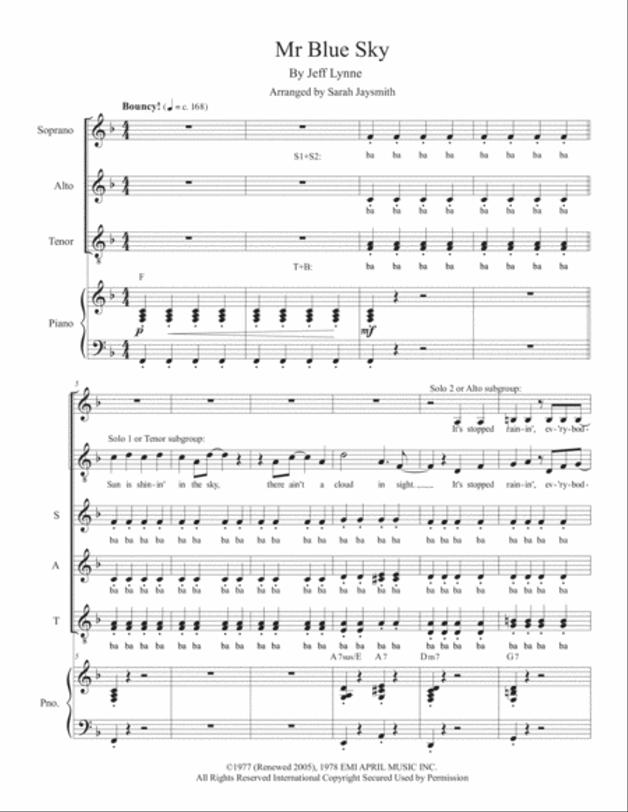 Mr. Blue Sky 4-Part scores gallery preview page 1