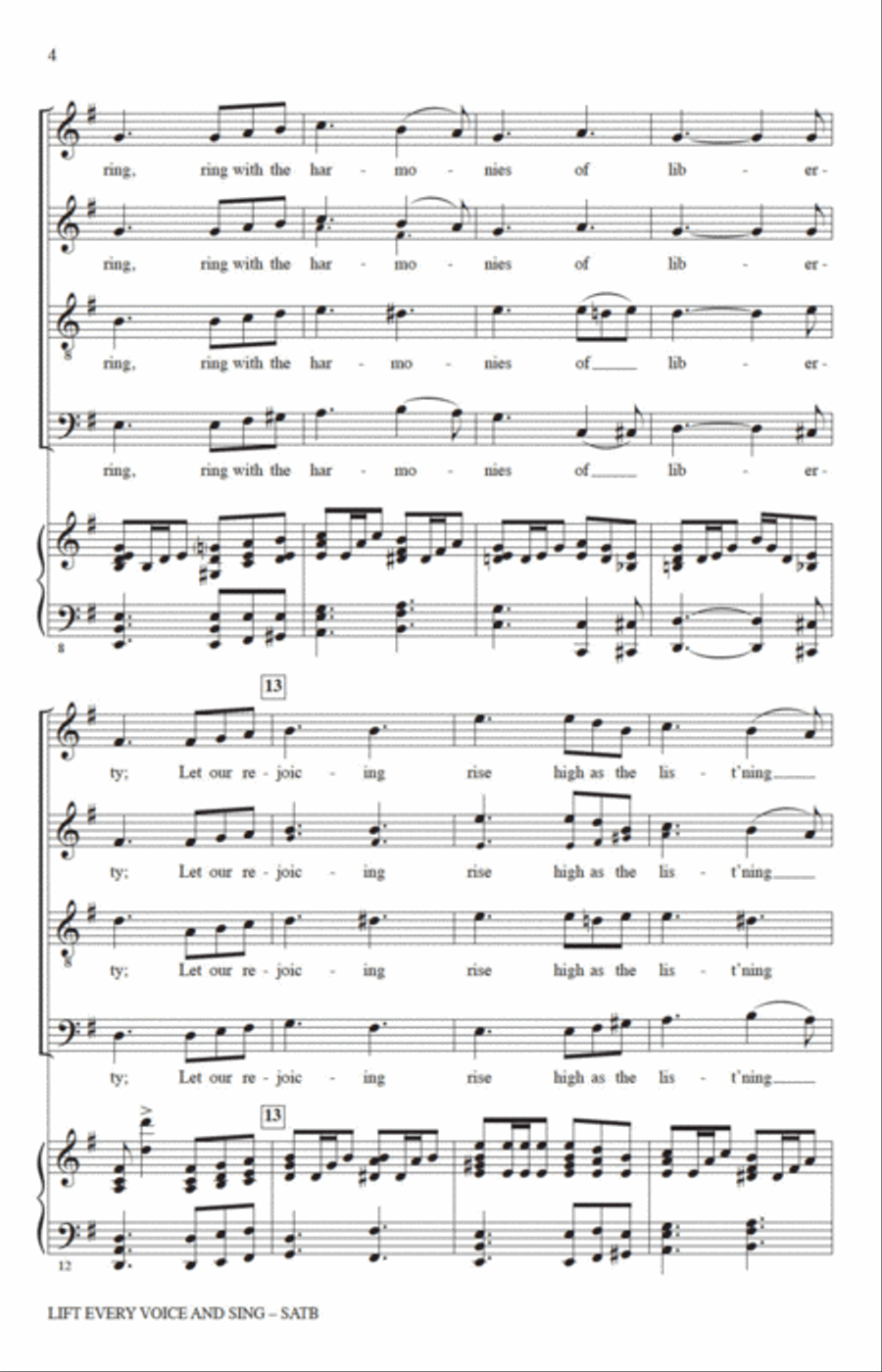 Lift Every Voice And Sing (arr. Rollo Dilworth) 4-Part scores gallery preview page 2