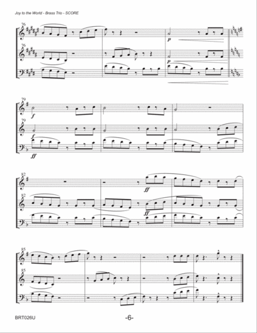 JOY TO THE WORLD - BRASS TRIO (unaccompanied) Brass Trio scores gallery preview page 6