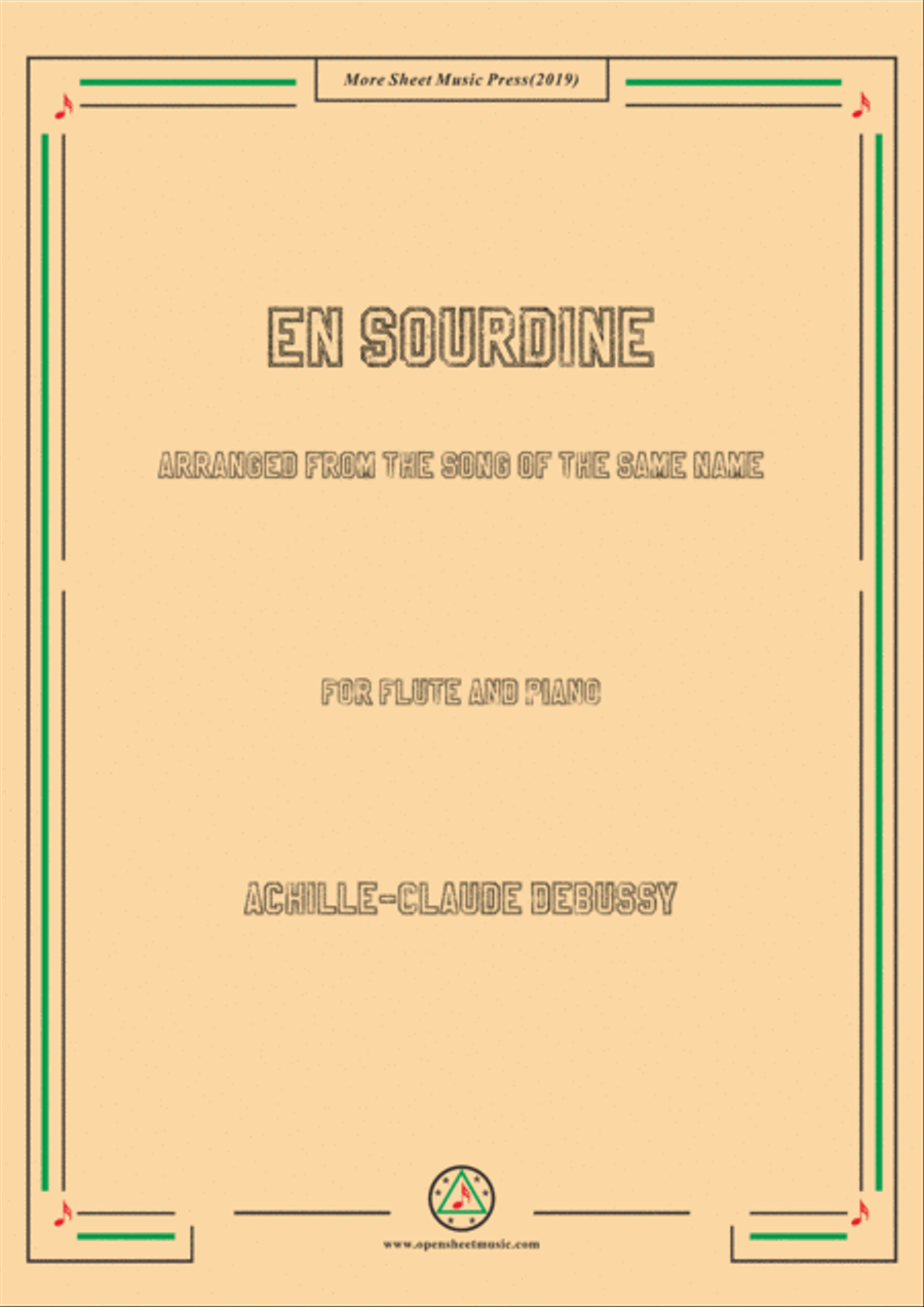 Debussy-En Sourdine, for Flute and Piano Flute Solo scores gallery preview page 1