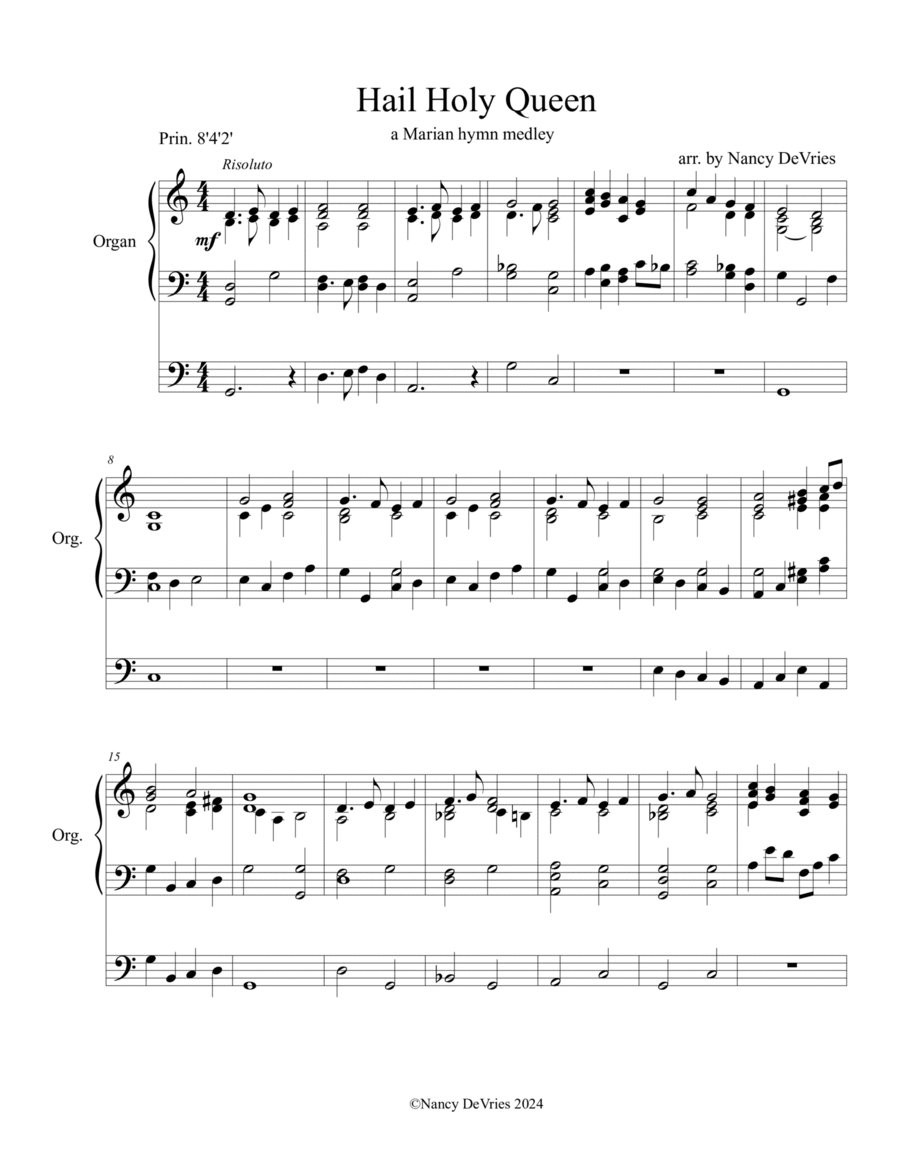Hail Holy Queen Organ Solo scores gallery preview page 1