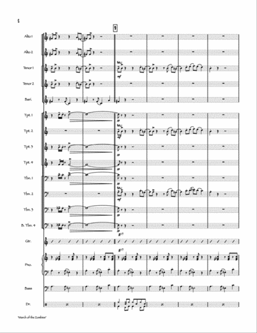 March of the Zombies Jazz Ensemble scores gallery preview page 3