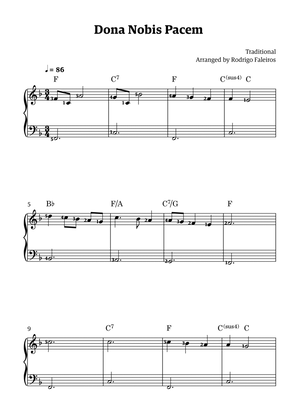 Dona Nobis Pacem - for piano - beginner level 1 (featuring chords and fingerings)