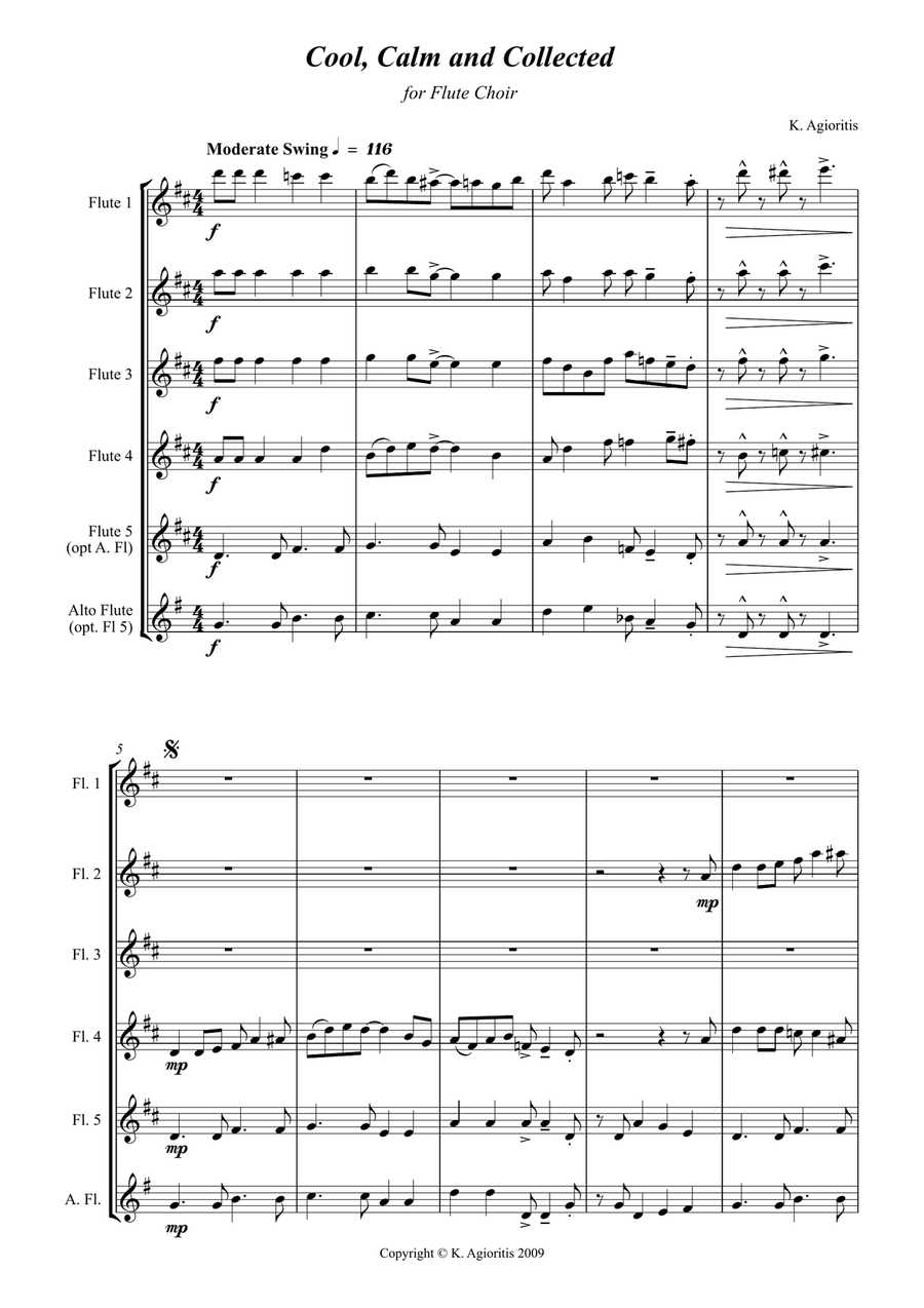 Cool, Calm and Collected - For Flute Choir Flute Choir scores gallery preview page 4