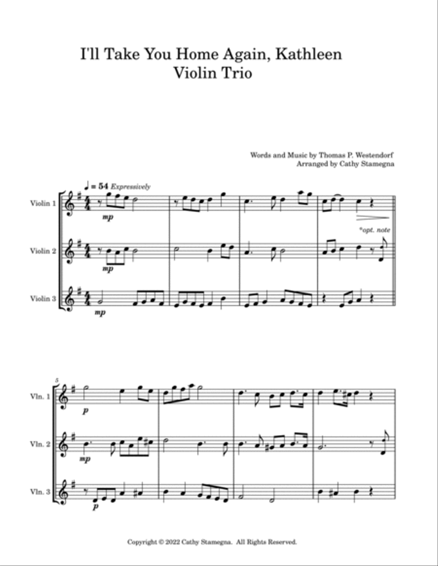 I’ll Take You Home Again, Kathleen (Violin Trio) String Trio scores gallery preview page 2