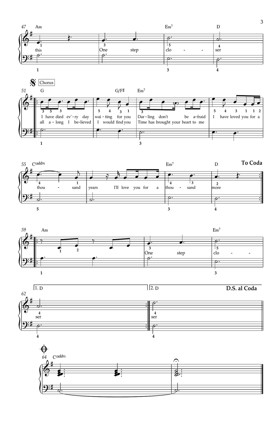 A Thousand Years Easy Piano scores gallery preview page 3
