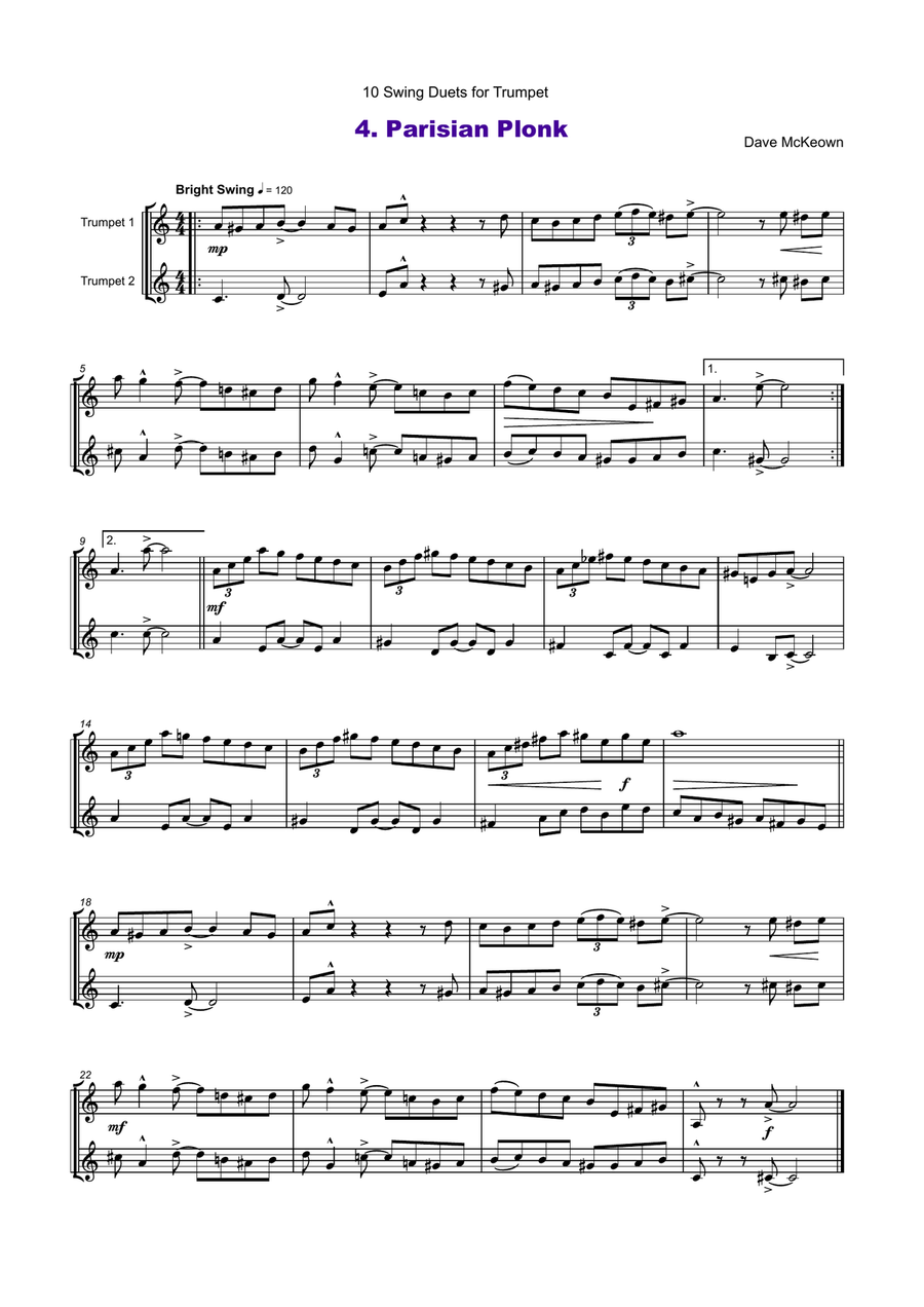 10 Swing Duets for Trumpet Trumpet Duet scores gallery preview page 6