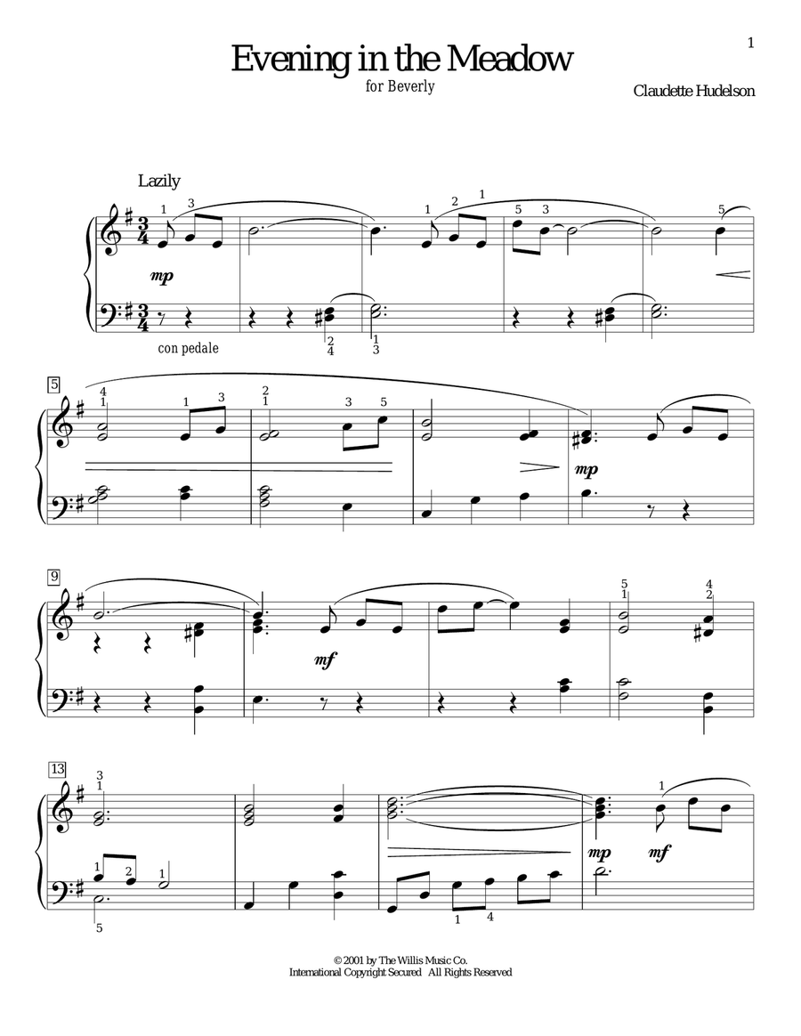 Evening In The Meadow Piano Method scores gallery preview page 1