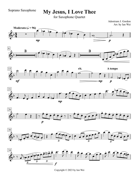 My Jesus, I Love Thee for Saxophone Quartet image number null