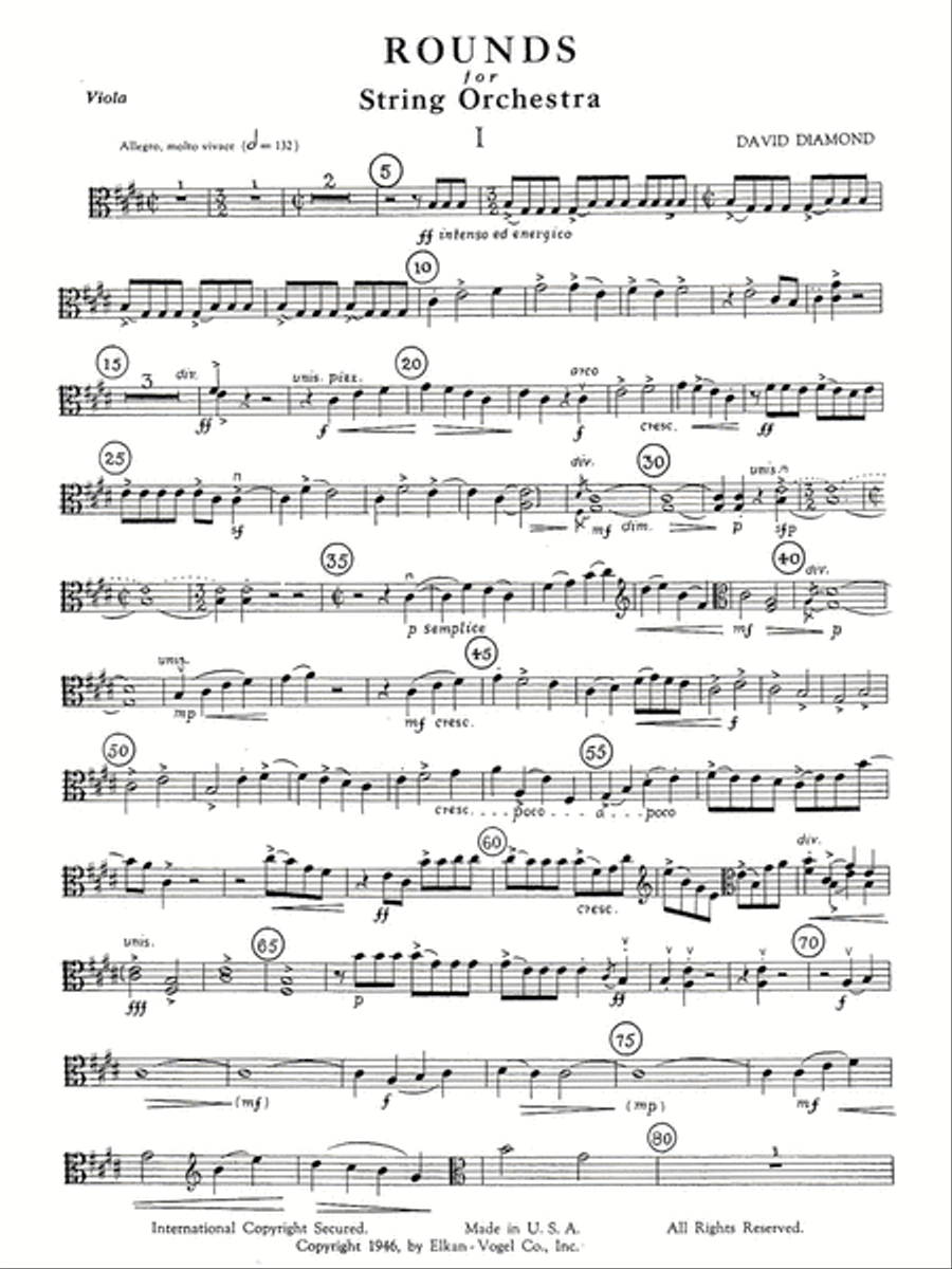 Rounds by David Diamond Orchestra - Sheet Music
