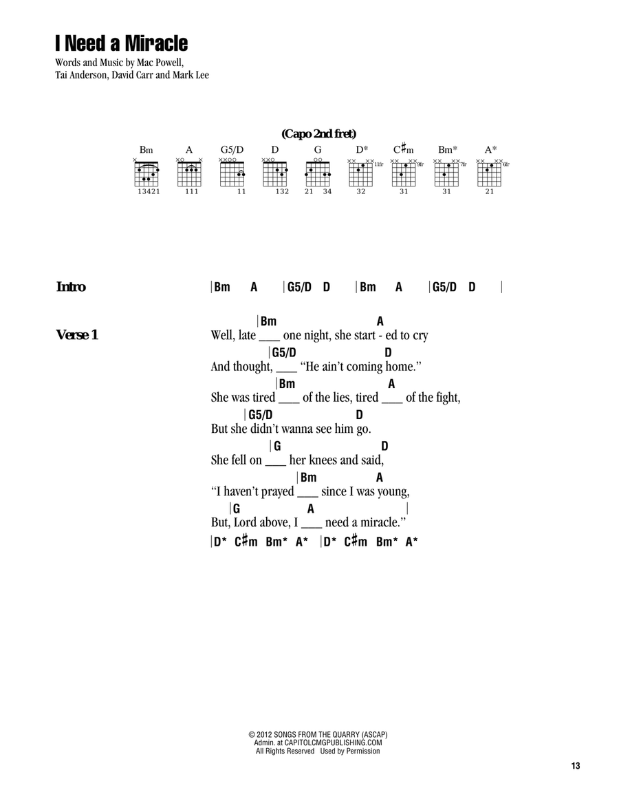 I Need A Miracle Acoustic Guitar scores gallery preview page 1