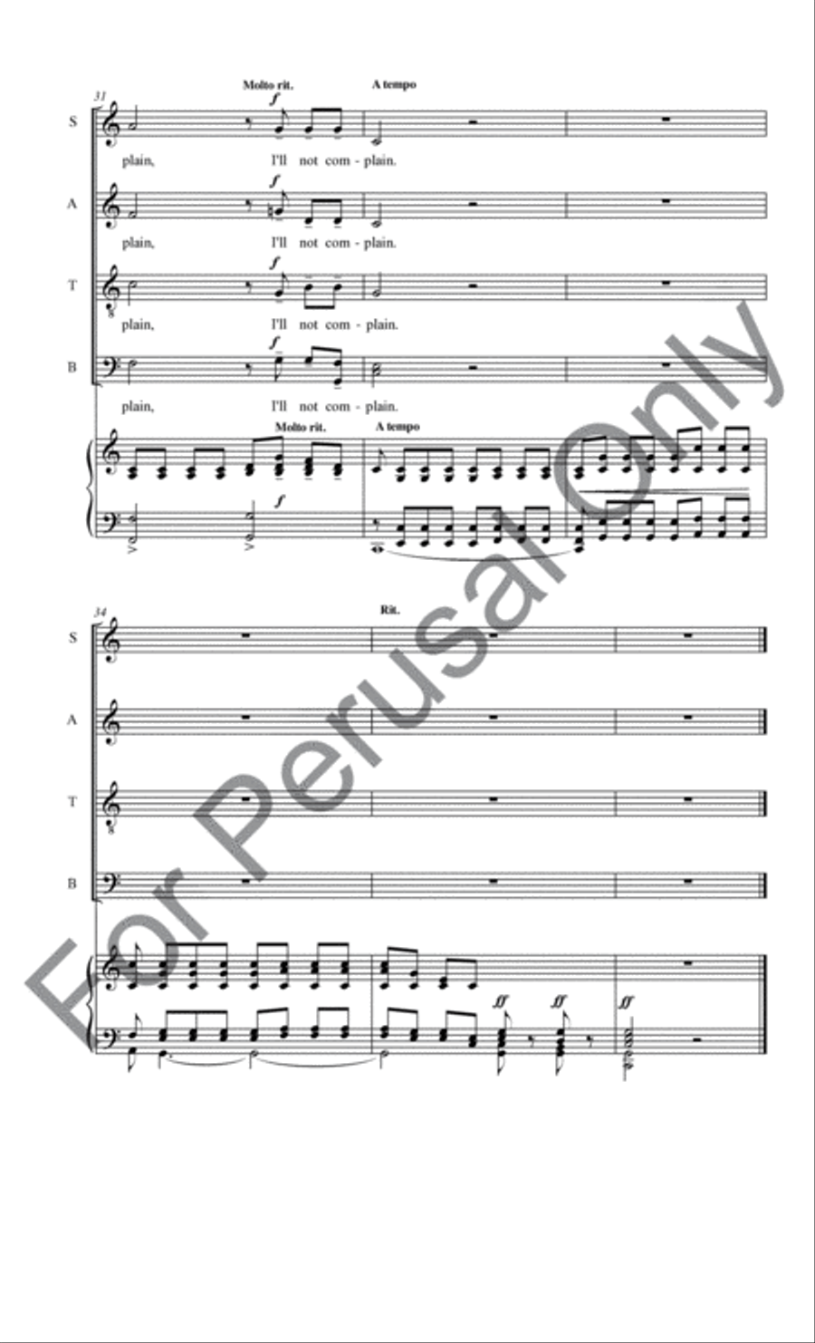 I'll Not Complain 4-Part scores gallery preview page 13