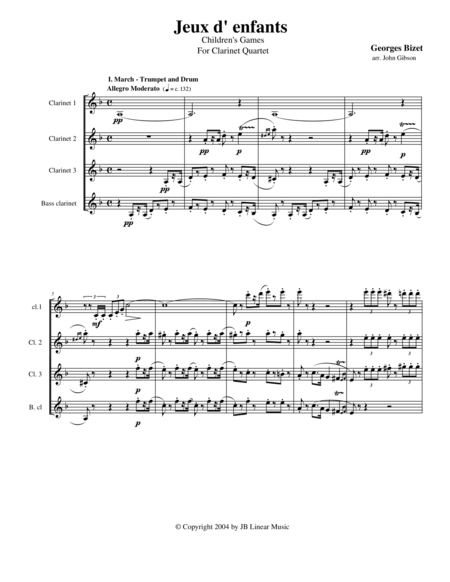 Bizet - Children's Games for Clarinet Quartet image number null