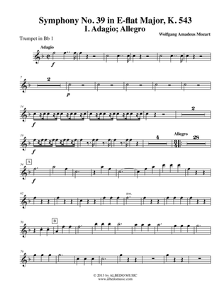 Mozart Symphony No. 39, Movement I - Trumpet in Bb 1 (Transposed Part), K. 543